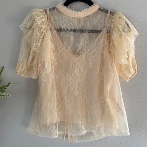 Free People Secret Admirer Lace Romantic Blouse